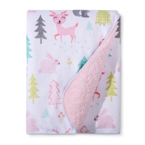 Plush Velboa Baby Blanket Forest Frolic - Cloud Island Pink
