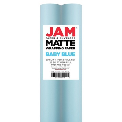 Jam Paper Gift Wrap, Glossy Wrapping Paper, 25 Sq ft per Roll, Royal Blue, 2/Pack