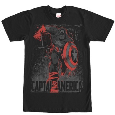 Men's Marvel Captain America Shadow T-shirt - Black - Medium : Target