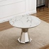 46" Modern Round Dining Table,High Gloss Faux Marble Top,Sturdy Stainless Steel Base for Kitchen and Dining Room - Maison Boucle - 2 of 4