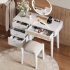 KTMBDW 39" Vanity Desk with Mirror and Lights, Bohemian Style Makeup Table Set with Power Outlet and Stool, 4 Storage Drawers - 2 of 4