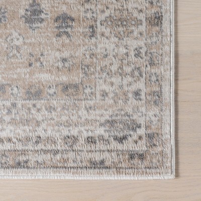 Nesa Beige and Gray Medallion Synthetic Area Rug 5x8