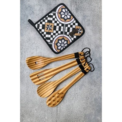 Marrakesh Black and White Cotton Geometric Pot Holder
