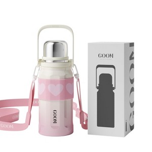 32 oz Insulated Water Bottle with Carry Strap & Strainer - Wide Mouth Stainless Steel Thermos for Hot/Cold Drinks - 1 of 4