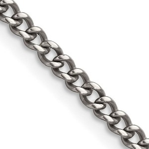 Black Bow Jewelry 3.5mm Dark Gray Titanium Classic Polished Curb Chain Necklace - 1 of 4