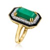 Ross-Simons Green Chalcedony and 0.60 ct. t.w. White Topaz Ring With Black Enamel in 18kt Gold Over Sterling - 3 of 4