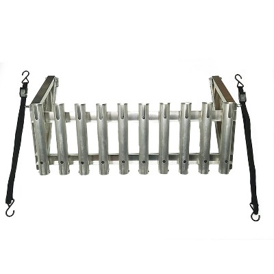 Viking Solutions VFR004 10 Rod Wall Mounted Aluminum Steel Vertical Fishing Rod and Reel Holder Rack