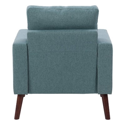 Elwood Modern Green Twill Tufted Accent Chair with Wood Legs