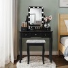 Tangkula Detachable Vanity Table Set Makeup Table with Mirror &Cushioned Stool WhiteBlackBrown - 2 of 4