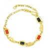 RMZ GOLD NYC 14K GOLD FILLED LINK AZABACHE RED AND BLACK ELEPHANT FIGARO BRACELET 7.5" - 2 of 2
