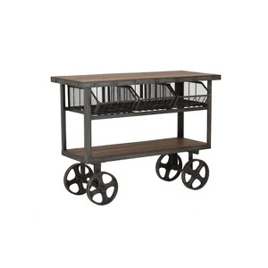 Olivia & May Industrial Metal Console Table Dark Black: Sturdy Iron Entryway Table, No Assembly Required - 1 of 4