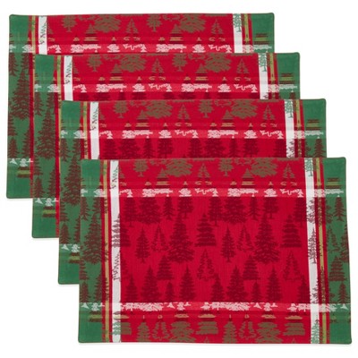Christmas Tree Plaid Cotton Table Mats Set of 4