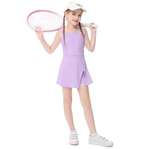 Girls Silt Tennis Dress with Built-in Shorts Girls Athletic Dress Sleeveless A Line Tennis Dress Pleated Girls Golf Dress - 1 of 4