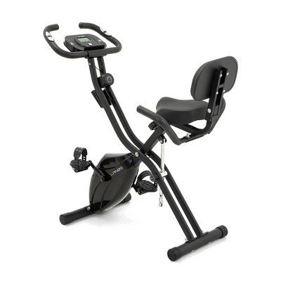 Lanos Portable 2 In 1 Foldable Exercise Workout 10 Level Adjustable Intensity X Bike Machine for Home with Precision Balanced Flywheel, Black
