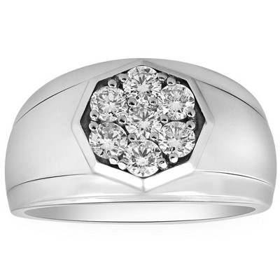 Pompeii3 1Ct Men's 7 Stone Diamond Ring in 14k Gold Lab Created