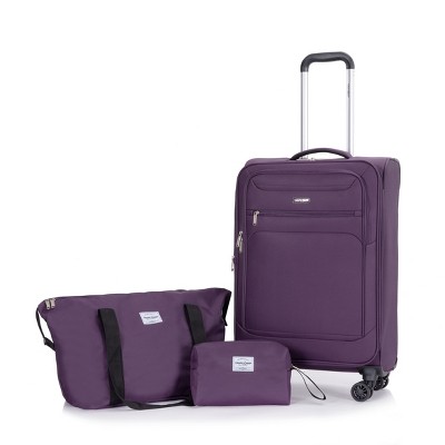 Whisen 3-Piece Set Luggage Sets Lightweight Softshell Suitcase with Travel Bag and Toiletry Bag