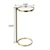 C Shaped Martini Drink Round Table with Black or Gold Metal Base, Tempered Glass top - 4 of 4