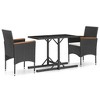 vidaXL 3 Piece Patio Dining Set Black - 2 of 4