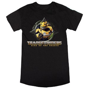 Transformers Rise Of The Beasts Bumblebee Crew Neck Short Sleeve Women's Black Night Shirt - 1 of 2