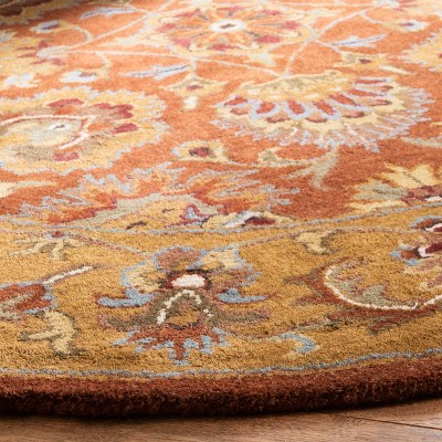 Handmade Red and Natural Wool Tufted Area Rug, 7'6" x 9'6"
