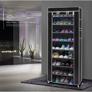 10-Tier Non-Woven Shoe Rack, Space-Saving, Tall & Narrow - 1 of 4