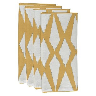 4pk 22"x22" Geometric Throw Napkins Yellow - e by design