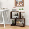 Costway 2-Tier Bookshelf Free Standing Wooden Display S-Shaped Shelf Storage Rack Black/Brown - 2 of 4