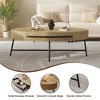 Garvee Oval Coffee Table with Drawer Mid-Century Modern Center Table 47.2“ Wooden Coffee Table with Storage and Cross Metal Legs - 3 of 4