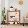 Costway 5-Tier Wood Shoe Rack Solid Acacia Wood Shoe Shelf with Side Metal Hooks - 2 of 4