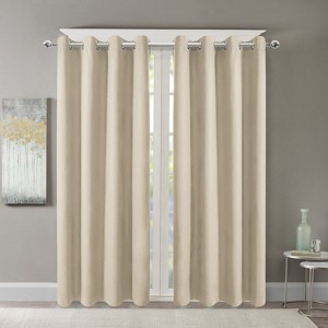 Kumasinova 2 PCS Blackout Curtain Panel with Thermal Backing,Living Room Curtains with Grommet Top,Curtains for Living Room,Bedroom,Beige - 1 of 4