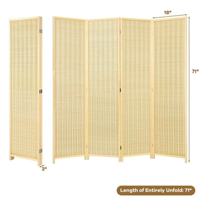 Costway 4 Panel Room Divider Screen Portable Folding 6 ft Partition Screen, 5 of 13