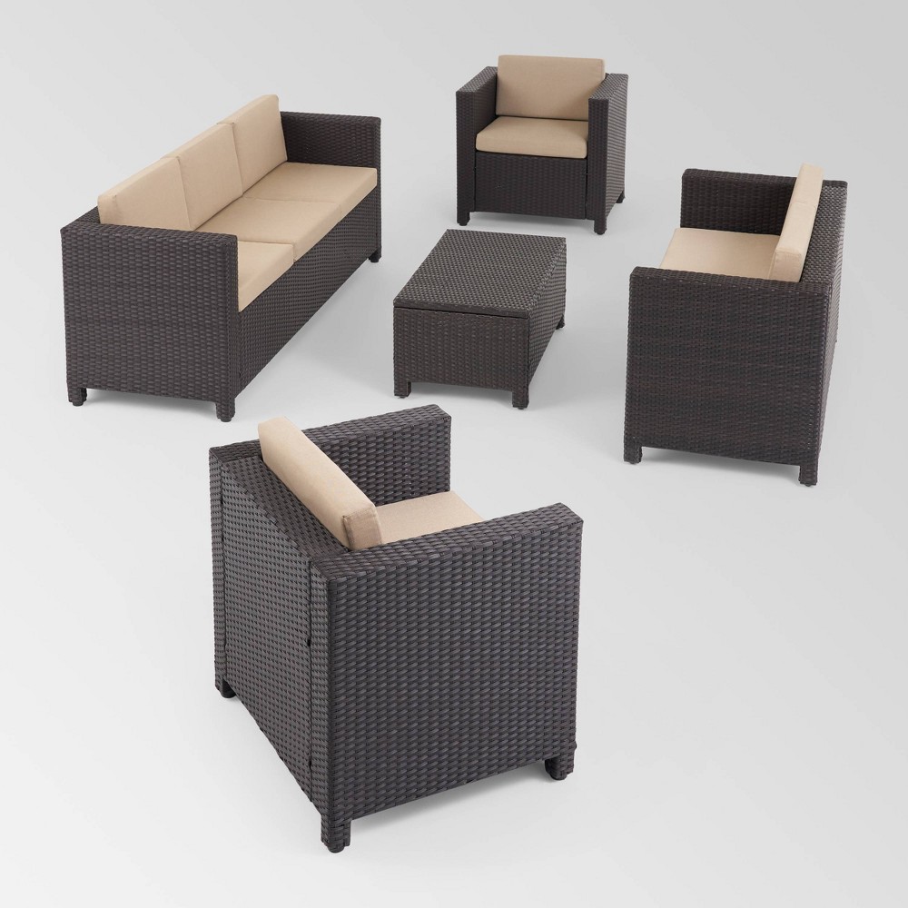 3pc Coro Chevron Outdoor Patio Loveseat Chat Set – Gray Wash – Saracina Home For Sale