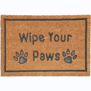 HomeRoots 18" X 30" Beige and Gray Coir Wipe Your Paws Outdoor Door Mat - 1 of 4