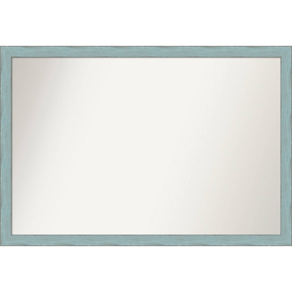 Photos - Wall Mirror 38" x 26" Non-Beveled Sky Blue Rustic Wood  - Amanti Art: Inclu