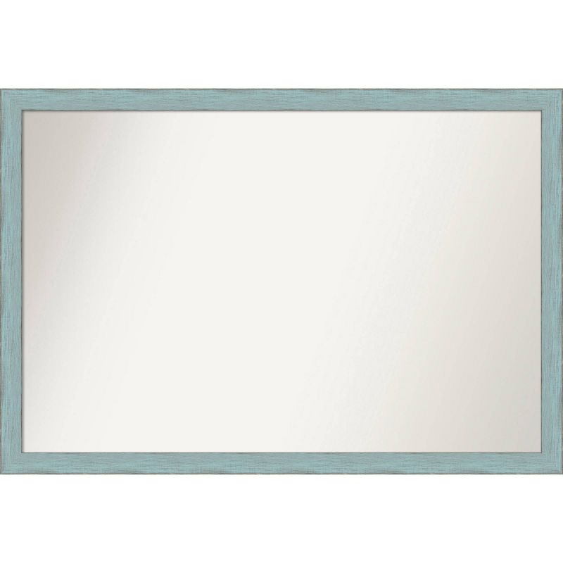 38&#34; x 26&#34; Non-Beveled Sky Blue Rustic Wood Wall Mirror - Amanti Art, 1 of 9