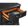 Gulches 3 Drawer Nightstand Black Finish, Felt Lined Top Drawer with Cable Grooves, Antique Copper Pulls for Bedside Storage - 3 of 4