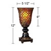 Regency Hill Traditional Uplight Accent Table Lamp 12" High Dark Bronze Amber Mosaic Glass Shade Bedroom House Bedside Nightstand - 4 of 4