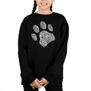LA Pop Art Dog Paw - Girl's Word Art Crewneck Sweatshirt - 1 of 3