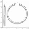 Black Bow Jewelry 4mm x 50mm 14k White Gold Classic Round Hoop Earrings - 4 of 4