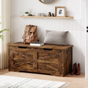 Jojoka Storage Chest, Storage Bench with Safety Hinge, Wood Large Toy Box, Storage Trunk for Entryway, Living Room, Bedroom, Playroom - 1 of 4