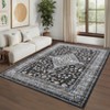 Floral Indoor Washable Area Rug, Non-Slip Backing Low Pile Folding Soft Floor Cover for Kitchen Hallway Laundry Living Room Bathroom - 3 of 4