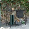 Outsunny Folding Potting Bench Table, Metal Garden Workstation, Work Bench with Large Build-In Bag with Cover, 5 Hanging Hooks & Storage Shelf - 2 of 4