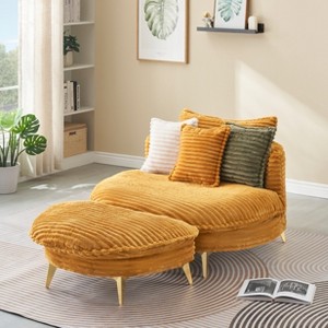45.3"W Corduroy Fabric Upholstered Accent Chair with 3 Pillows and Ottoman, Comfort Sofa Chair - ModernLuxe - 1 of 4