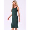 INSPIRE CHIC Women's Sleepdress Satin Sleeveless Double Spaghetti Strap Criss Cross Back V Neck Midi Lounge Nightgown - 4 of 4