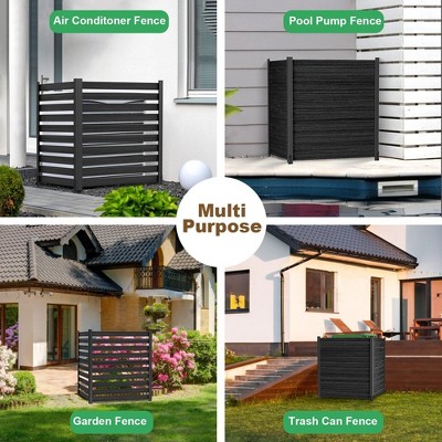 LOVMOR 38"W X 42"H Air Conditioner Fence Panels, 2 Panels Privacy Fence for Outside Privacy Screens Trash Can Enclosure with Metal Stake,Trash Can Screen Fence Pool Equipment Fence, Wood