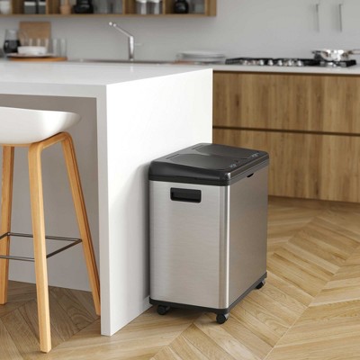 Fingerprint Resistant Black Stainless Steel Touchless Kitchen Trash Can 16 Gallon