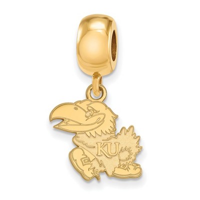 Black Bow Jewelry 14k Yellow Gold Plated Sterling Silver Kansas Jayhawks NCAA Bead Charm
