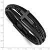 Chisel Stainless Steel Black IP-plated Cross Black Polyurethane and Leather Multi Strand 8.75" Bracelet - 4 of 4