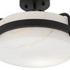 Possini Euro Design Bregman 13" Modern Semi Flush-Mount Ceiling Light Fixture Kitchen Foyer Hallway Drum Round Black Finish White Stone Glass Bedroom - 3 of 4
