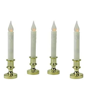 Northlight Set of 4 White and Gold LED C5 Flickering Christmas Candle Lamps with Timer 8.5"